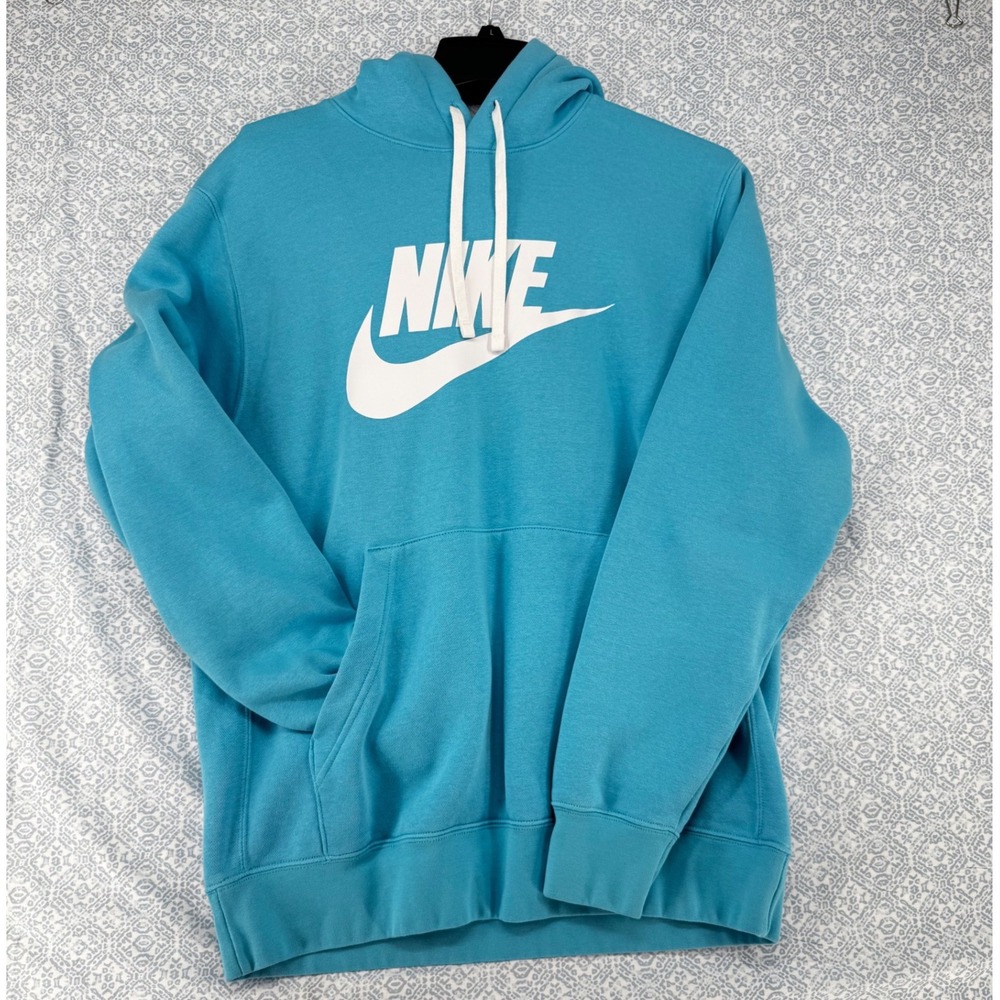 Nike Sportswear Club Fleece Hoodie Baltic Blue Futura Logo BV2973-416 Mens M